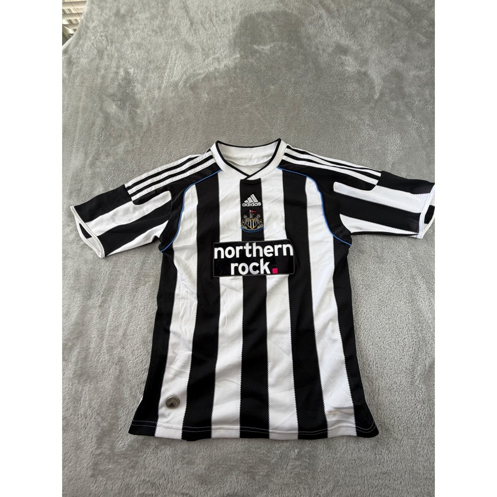 Adidas Soccer Jersey Kids Youth Large Black White Newcastle United 09/10